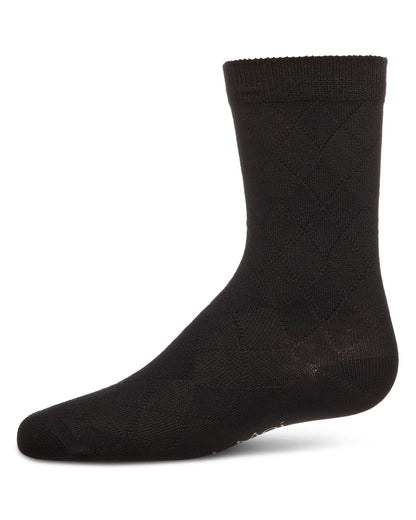 Boys' All Over Argyle Cotton Blend Dress Crew Socks