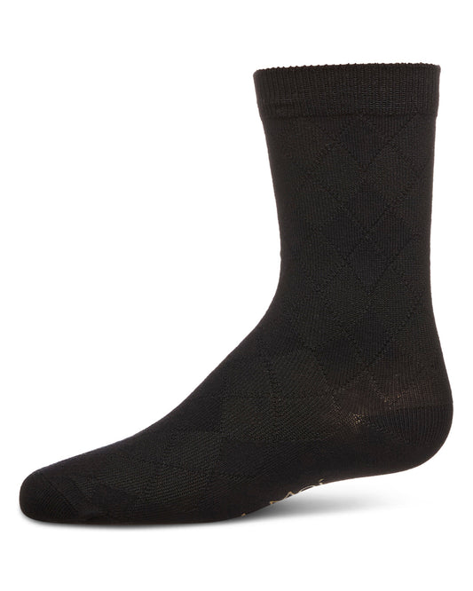 Boys' All Over Argyle Cotton Blend Dress Crew Socks