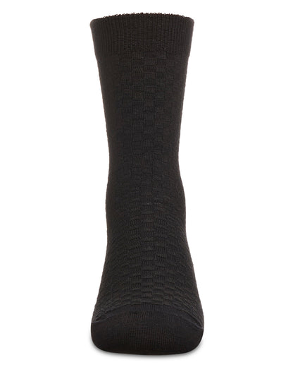 Boys Basket Weave Patterned Combed Cotton Crew Socks