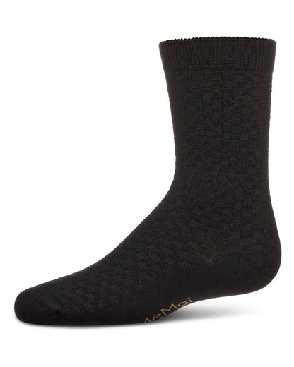 Boys Basket Weave Patterned Combed Cotton Crew Socks