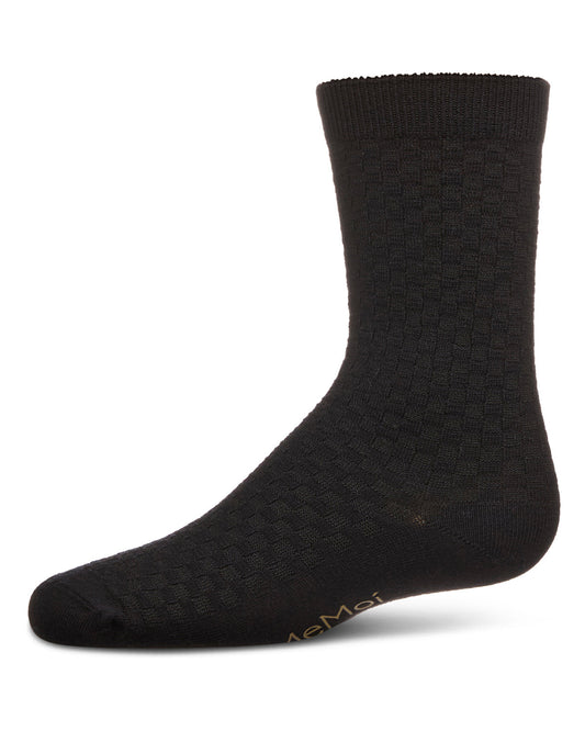 Boys Basket Weave Patterned Combed Cotton Crew Socks