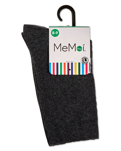 Boys Basket Weave Patterned Combed Cotton Crew Socks