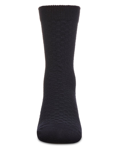 Boys Basket Weave Patterned Combed Cotton Crew Socks