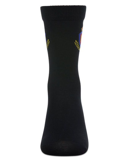 Boys Stitched M Crest Solid Color Dress Crew Socks