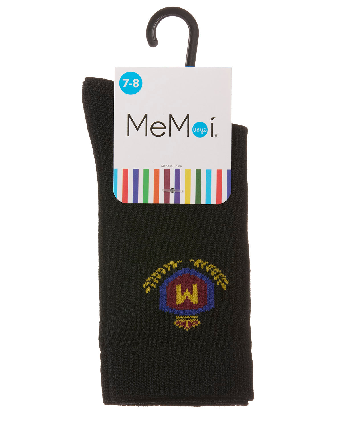 Boys Stitched M Crest Solid Color Dress Crew Socks