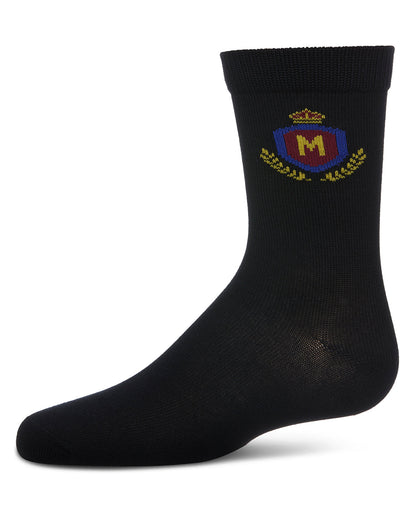 Boys Stitched M Crest Solid Color Dress Crew Socks