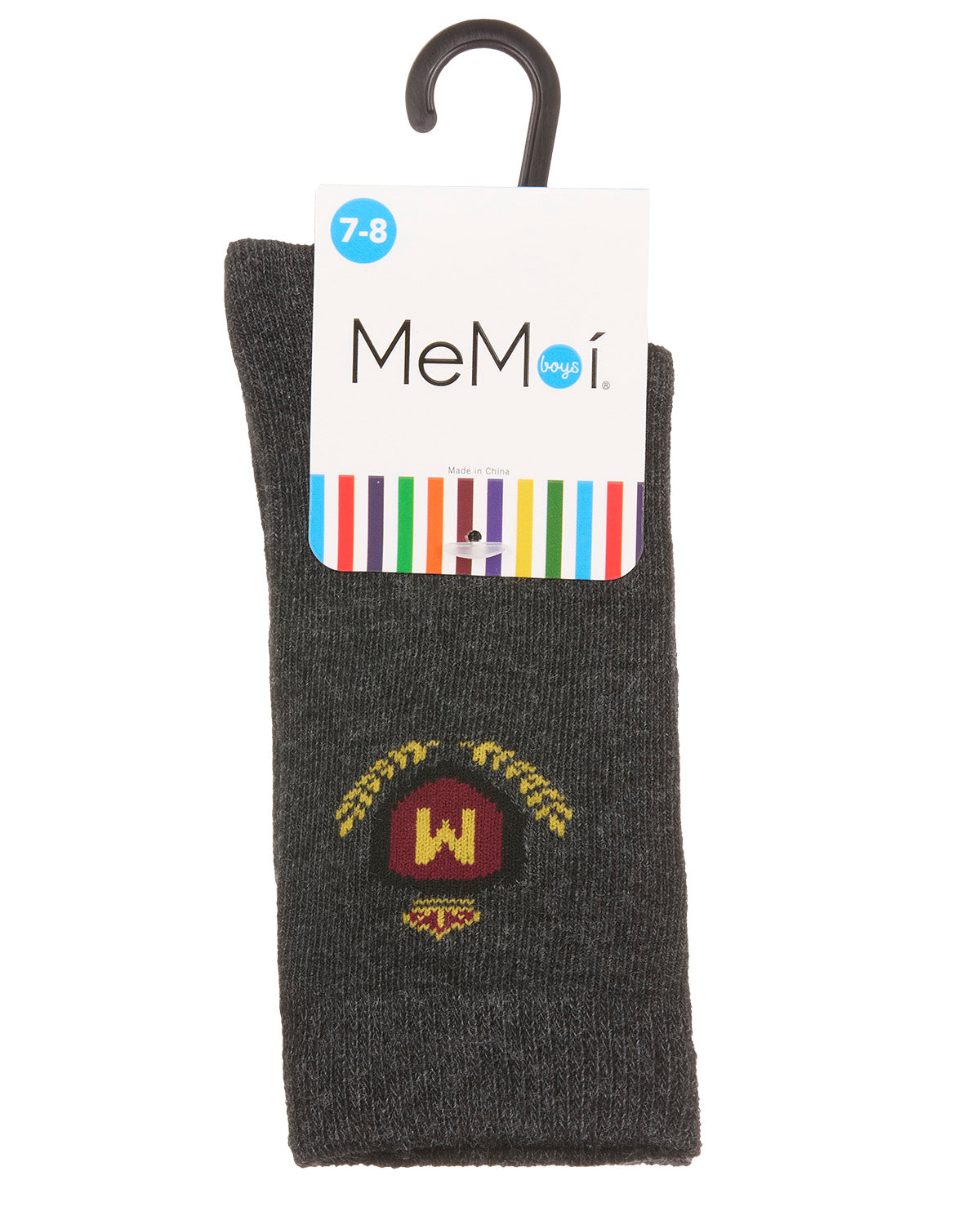 Boys Stitched M Crest Solid Color Dress Crew Socks