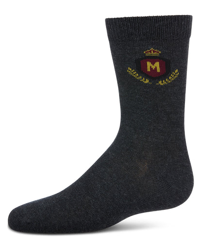 Boys Stitched M Crest Solid Color Dress Crew Socks