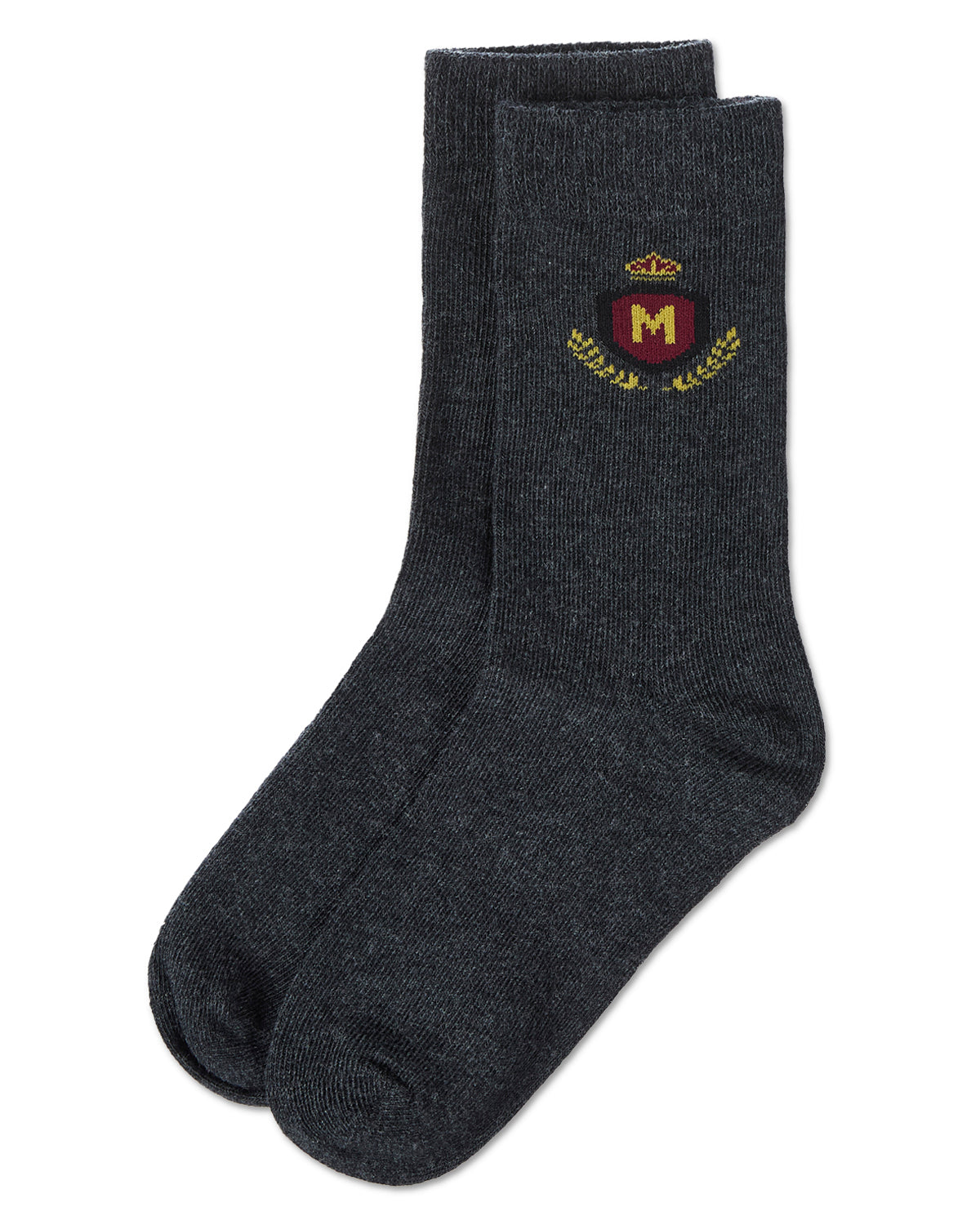 Boys Stitched M Crest Solid Color Dress Crew Socks