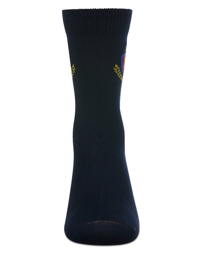 Boys Stitched M Crest Solid Color Dress Crew Socks