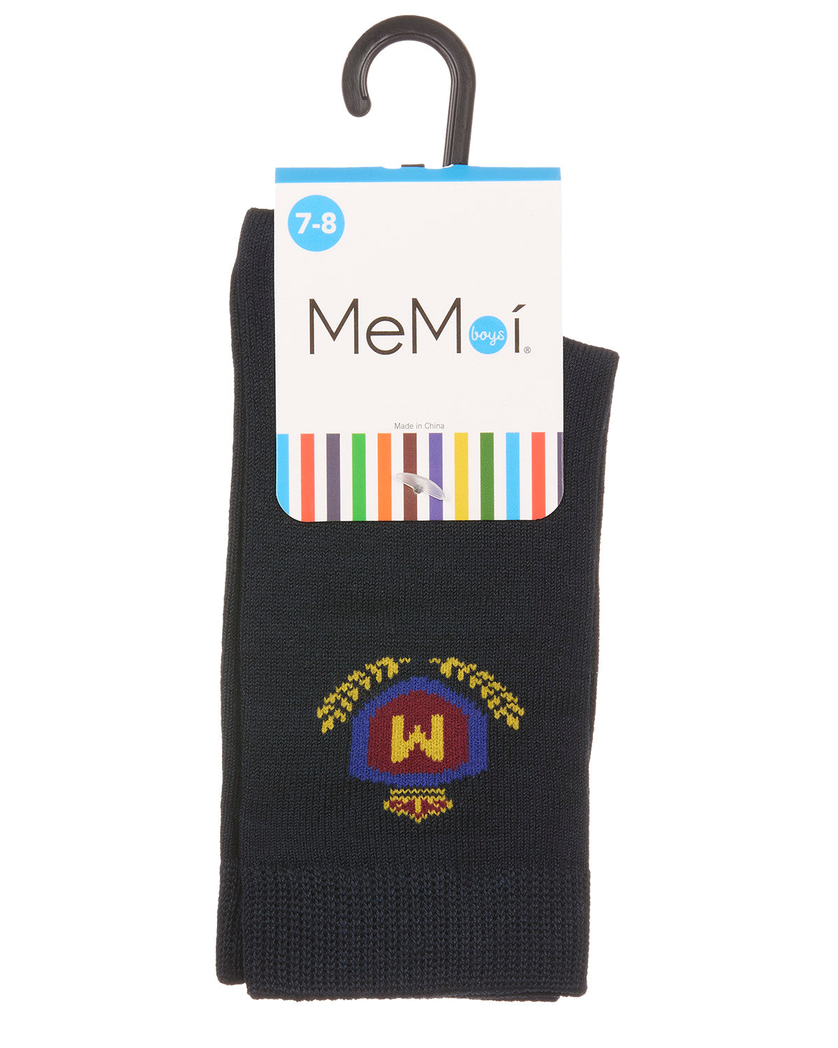 Boys Stitched M Crest Solid Color Dress Crew Socks