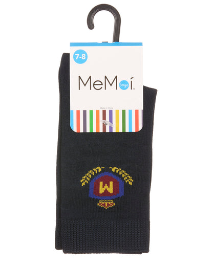Boys Stitched M Crest Solid Color Dress Crew Socks