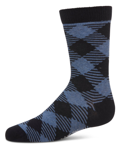 Boys Argyle Cotton-Rich Fine-Gauge Crew Sock