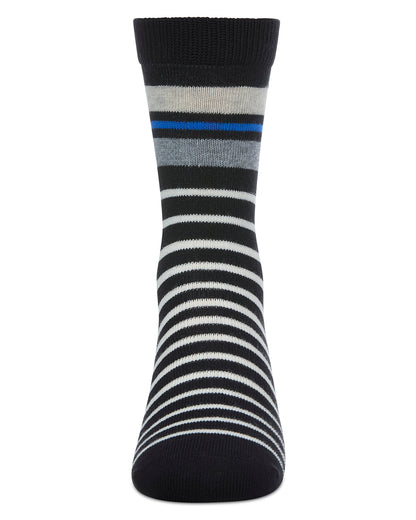 Boys Striped Cotton-Rich Fine-Gauge Crew Sock