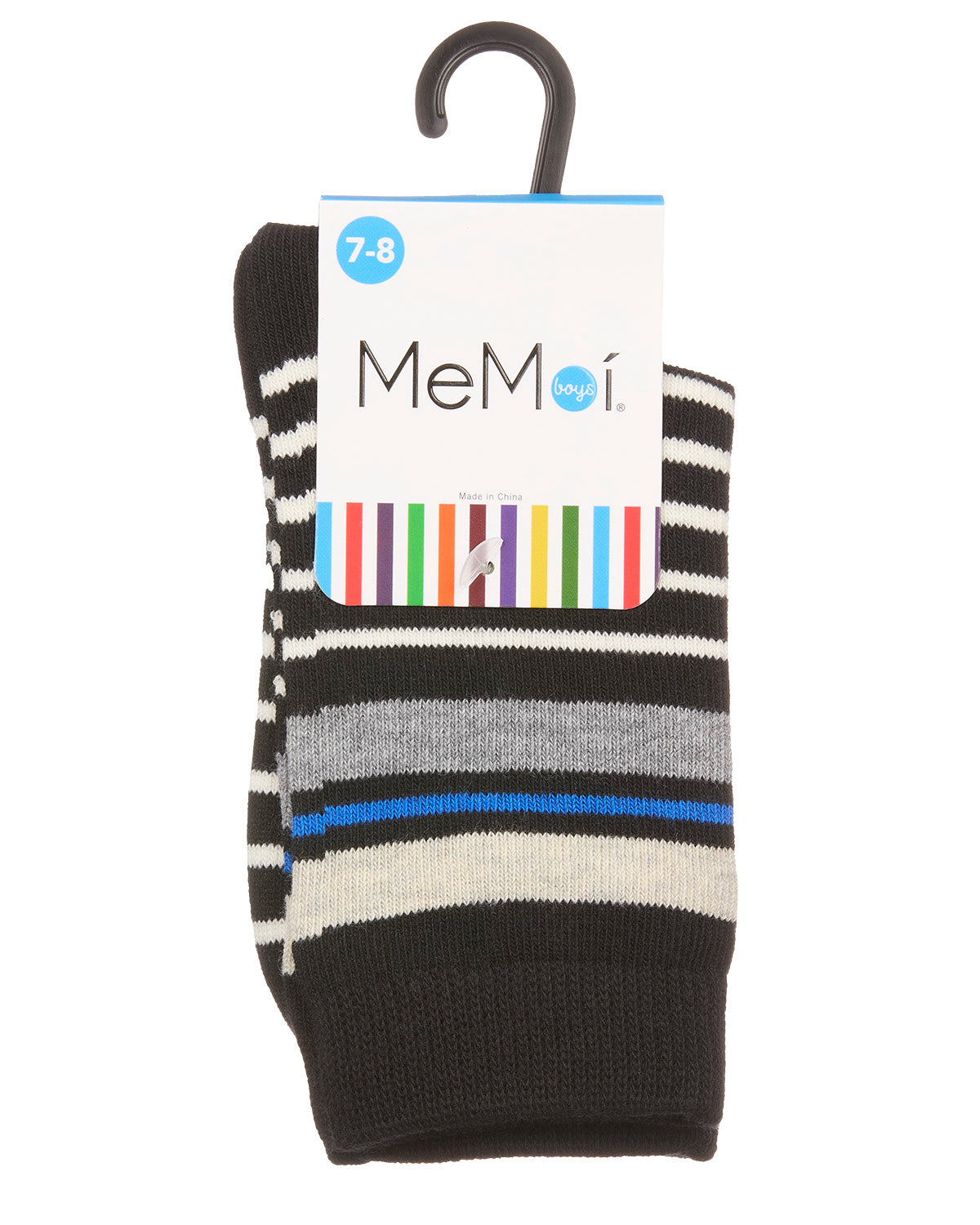 Boys Striped Cotton-Rich Fine-Gauge Crew Sock