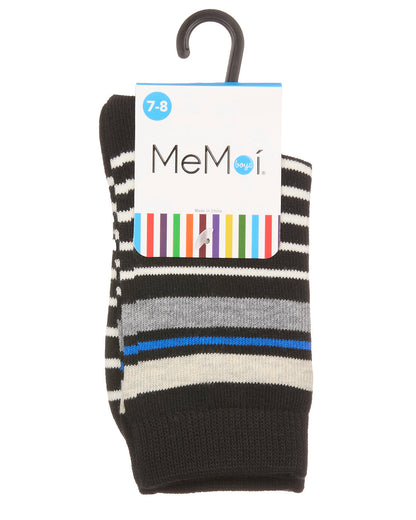 Boys Striped Cotton-Rich Fine-Gauge Crew Sock