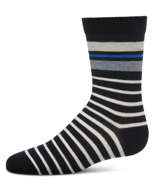 Boys Striped Cotton-Rich Fine-Gauge Crew Sock