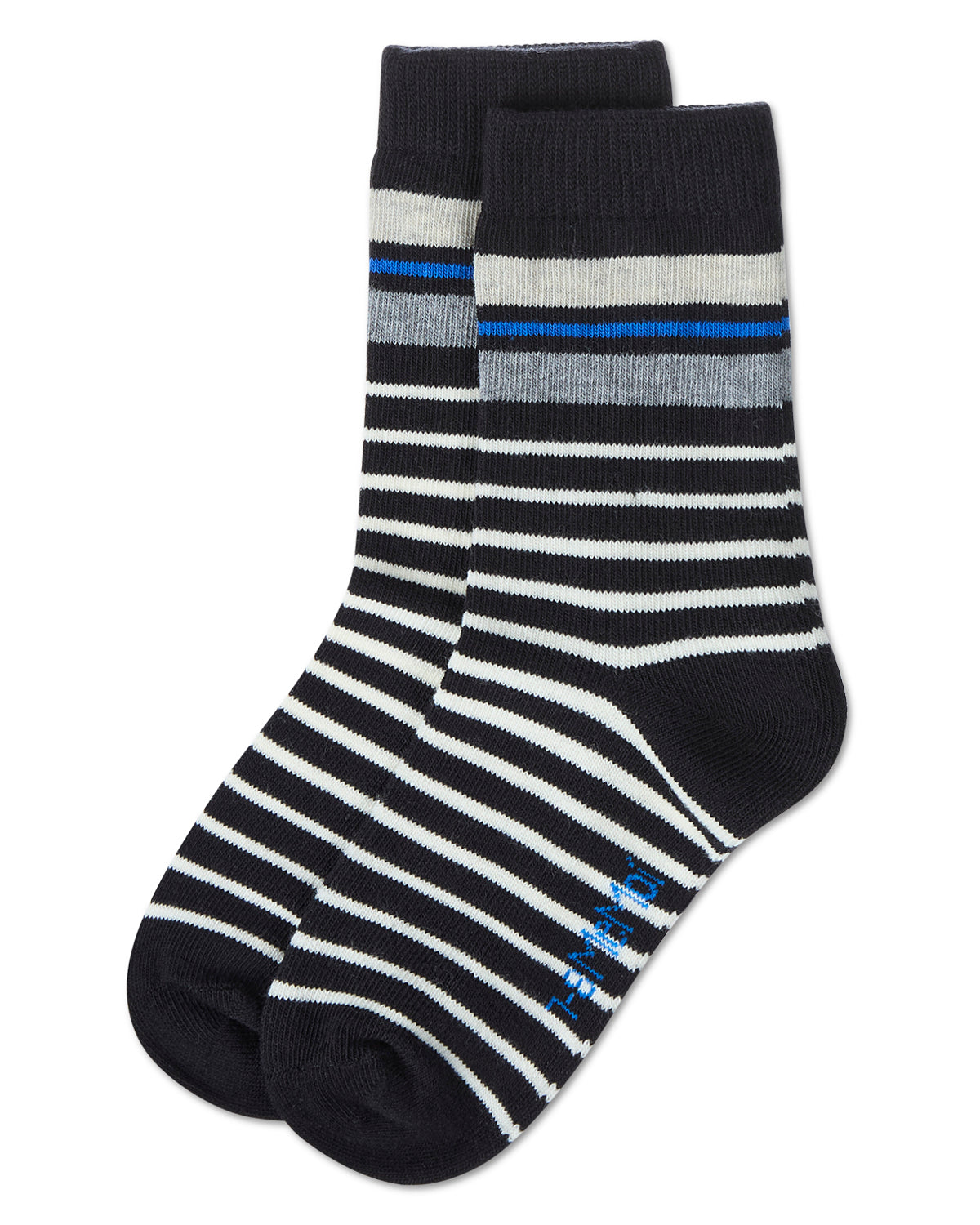 Boys Striped Cotton-Rich Fine-Gauge Crew Sock