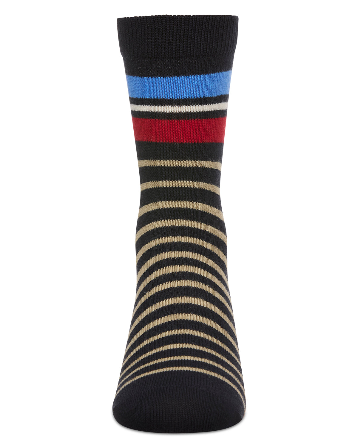 Boys Striped Cotton-Rich Fine-Gauge Crew Sock