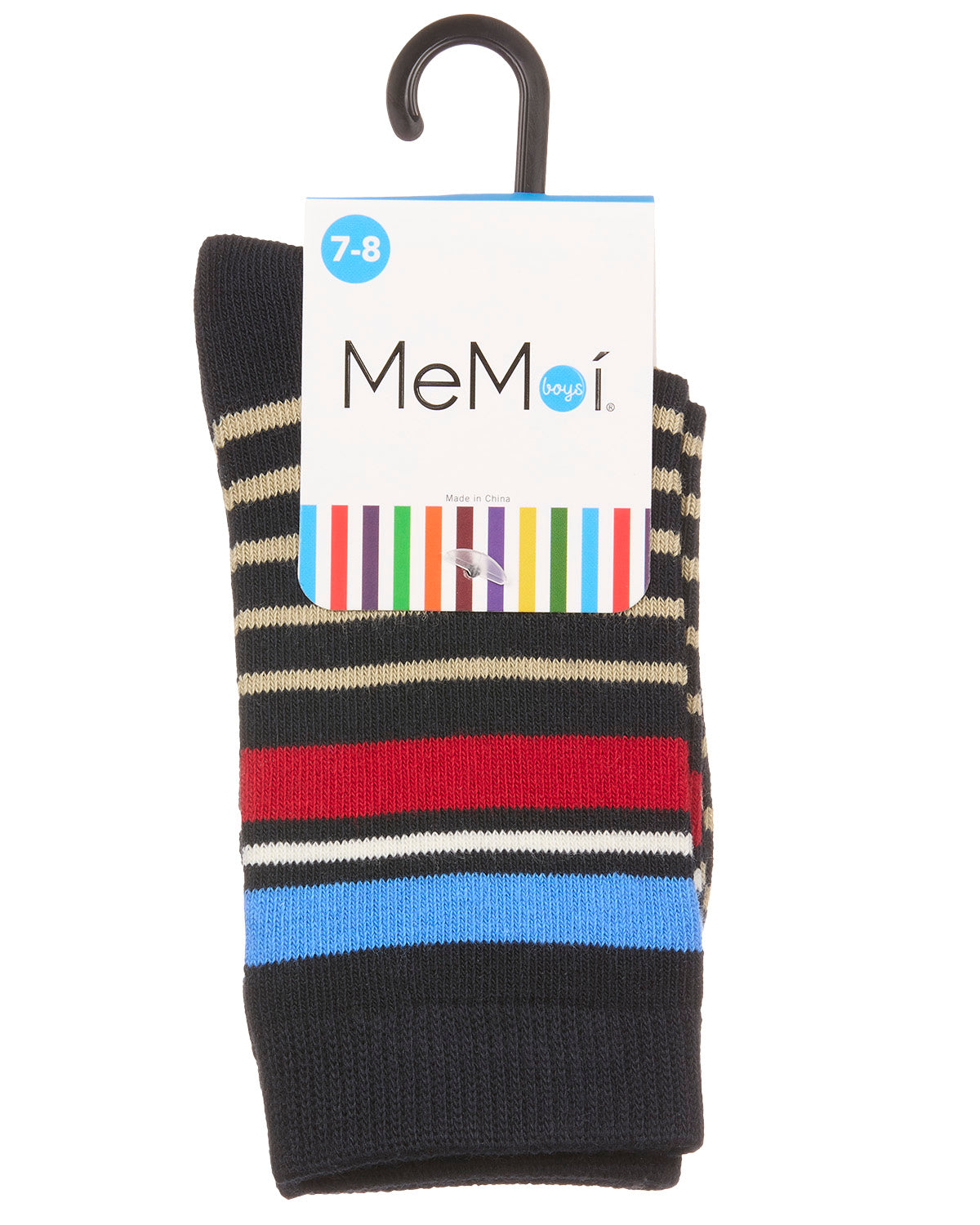 Boys Striped Cotton-Rich Fine-Gauge Crew Sock