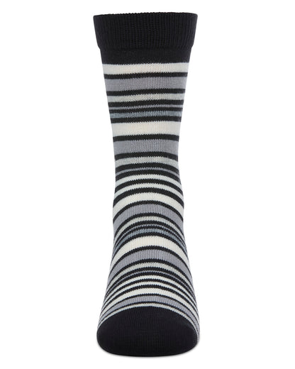 Boys Multi-Stripe Cotton-Rich Fine-Gauge Crew Sock