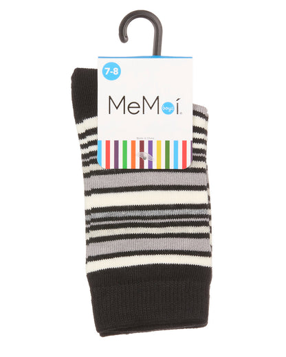 Boys Multi-Stripe Cotton-Rich Fine-Gauge Crew Sock