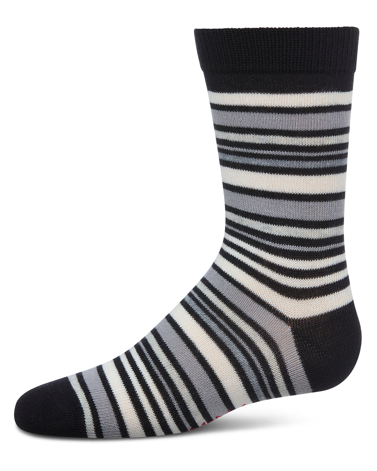 Boys Multi-Stripe Cotton-Rich Fine-Gauge Crew Sock