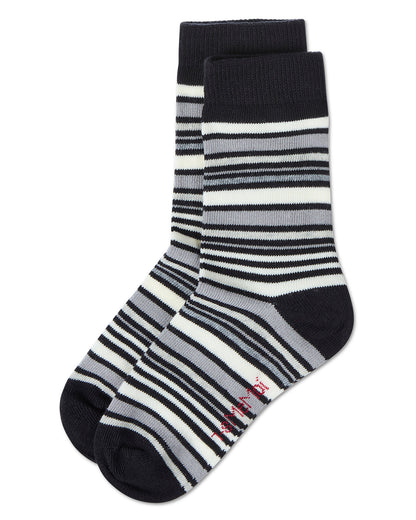 Boys Multi-Stripe Cotton-Rich Fine-Gauge Crew Sock