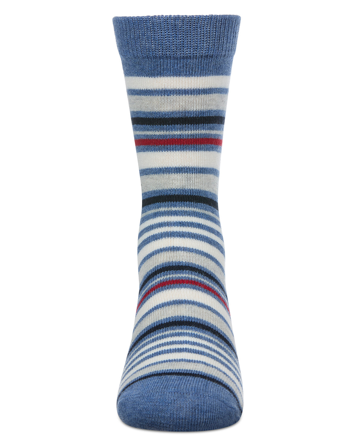 Boys Multi-Stripe Cotton-Rich Fine-Gauge Crew Sock