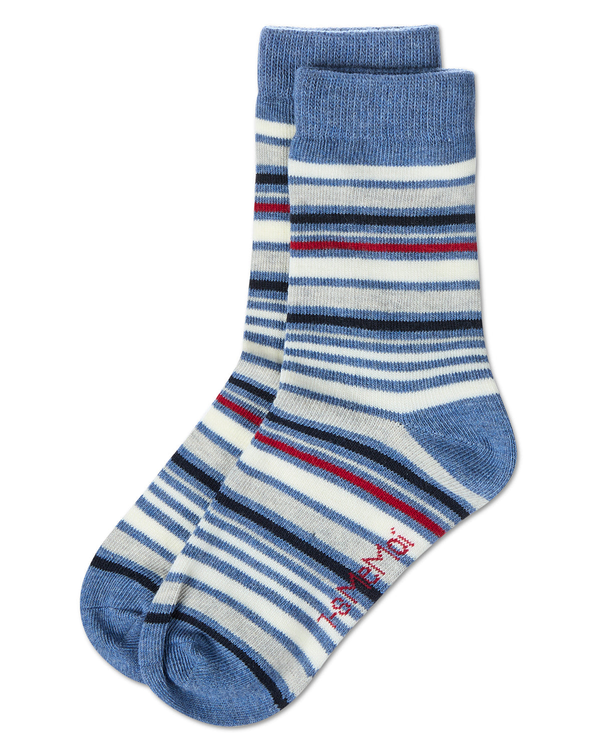 Boys Multi-Stripe Cotton-Rich Fine-Gauge Crew Sock