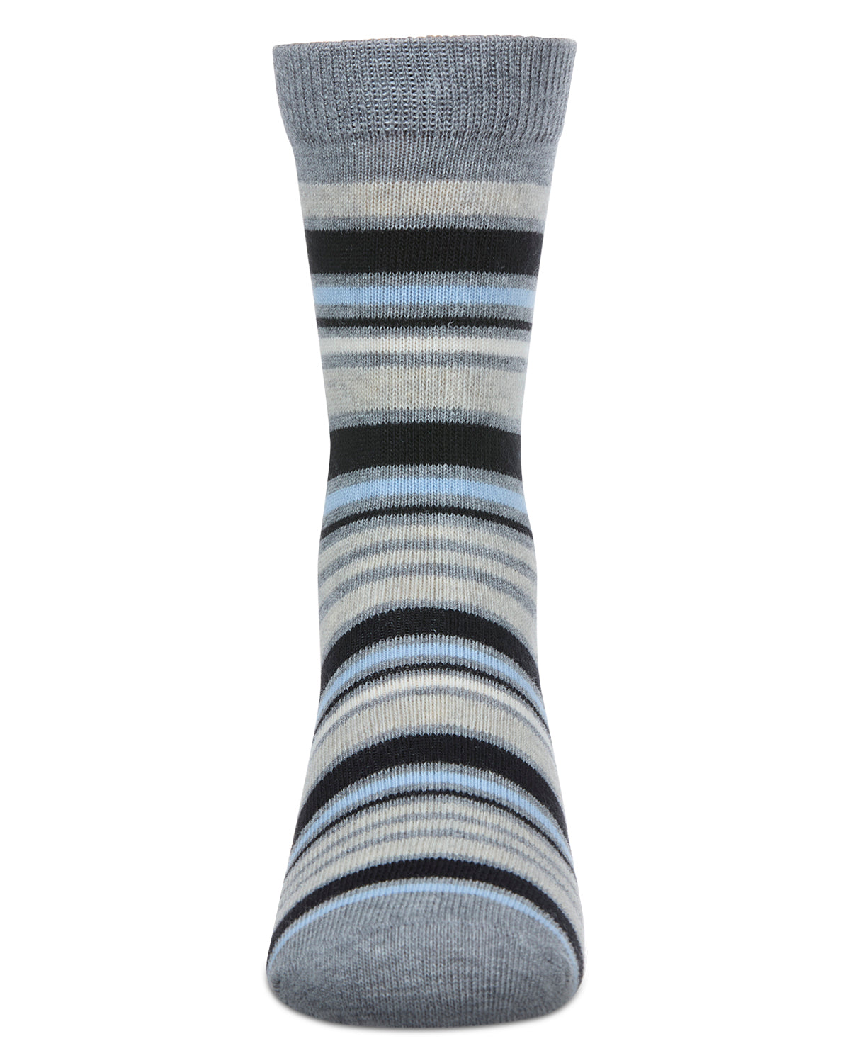 Boys Multi-Stripe Cotton-Rich Fine-Gauge Crew Sock