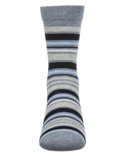 Boys Multi-Stripe Cotton-Rich Fine-Gauge Crew Sock