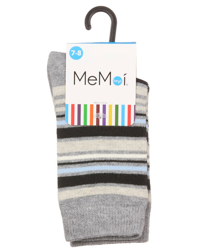 Boys Multi-Stripe Cotton-Rich Fine-Gauge Crew Sock