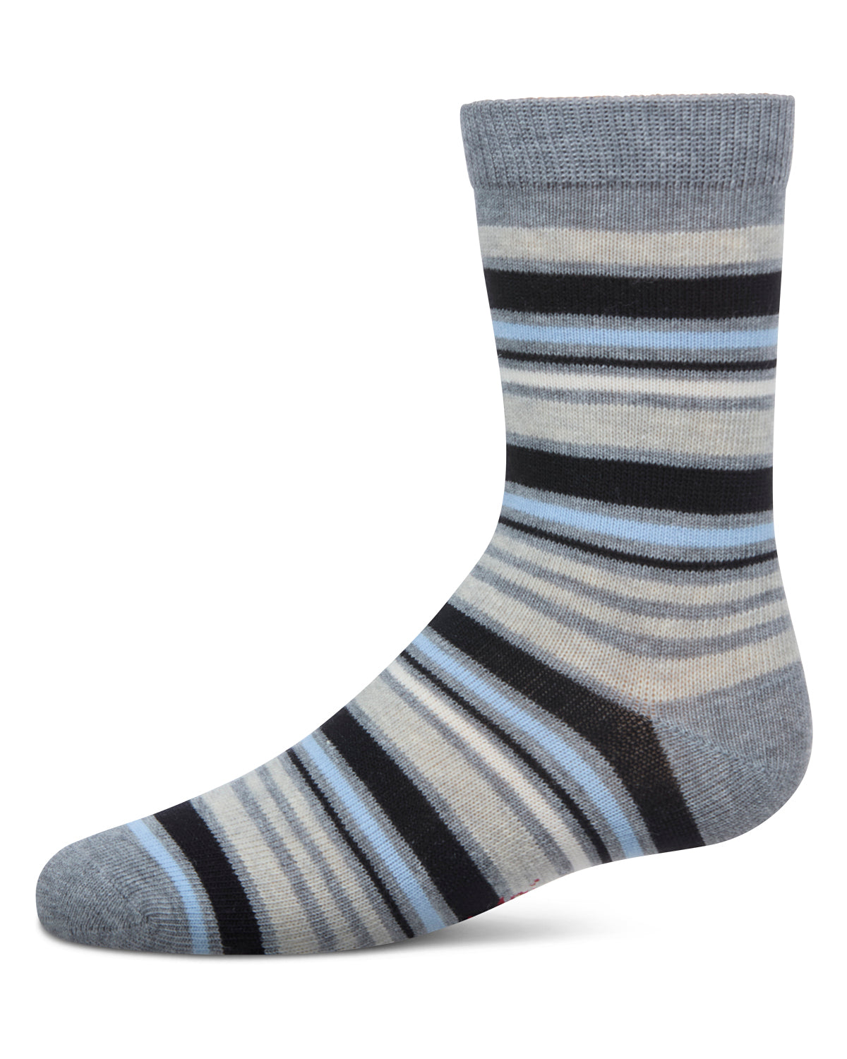 Boys Multi-Stripe Cotton-Rich Fine-Gauge Crew Sock