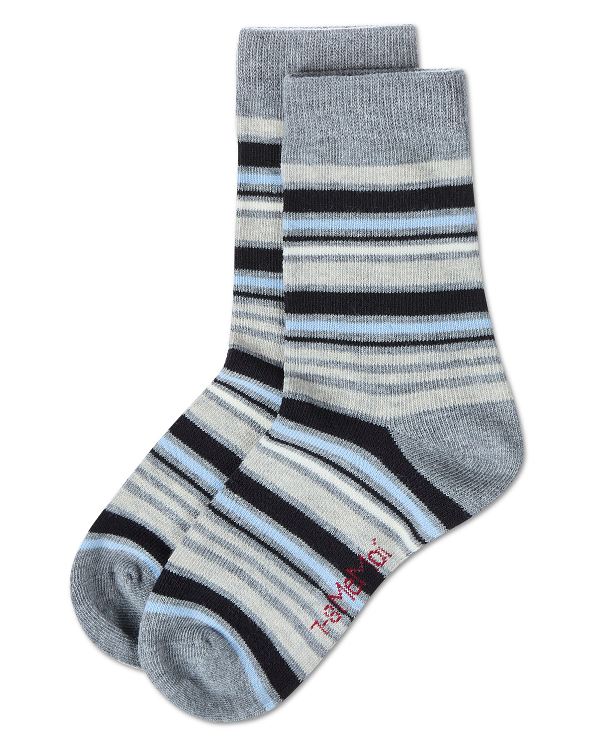 Boys Multi-Stripe Cotton-Rich Fine-Gauge Crew Sock