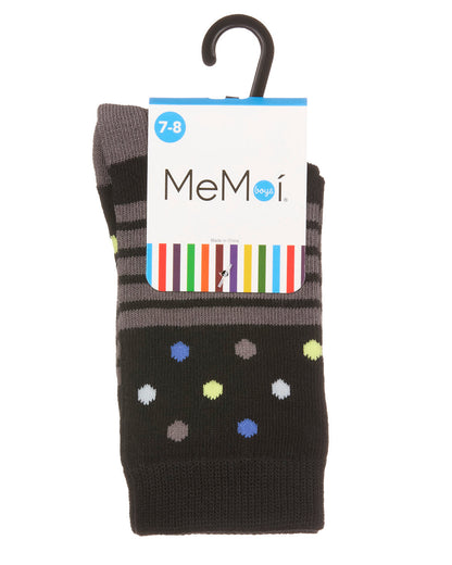 Stripe Dot Combo Boys Cotton Blend Crew Sock