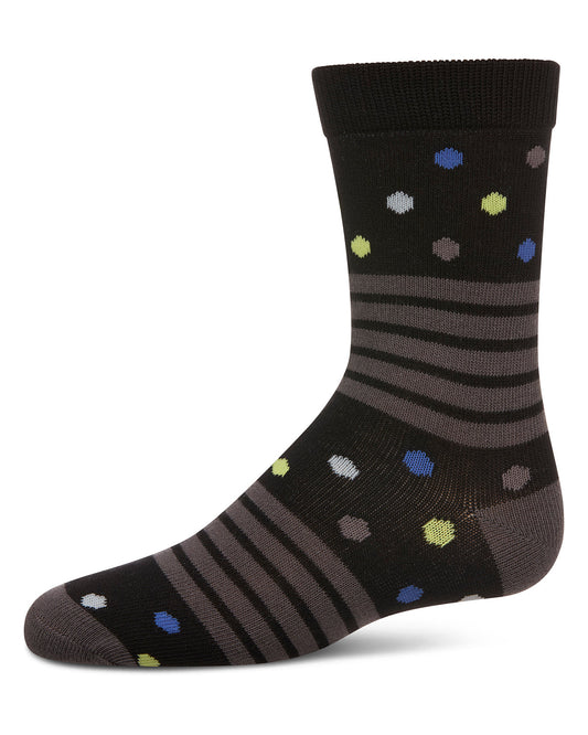 Stripe Dot Combo Boys Cotton Blend Crew Sock