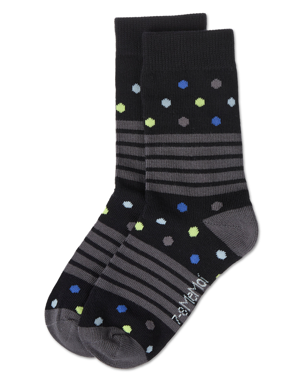 Stripe Dot Combo Boys Cotton Blend Crew Sock