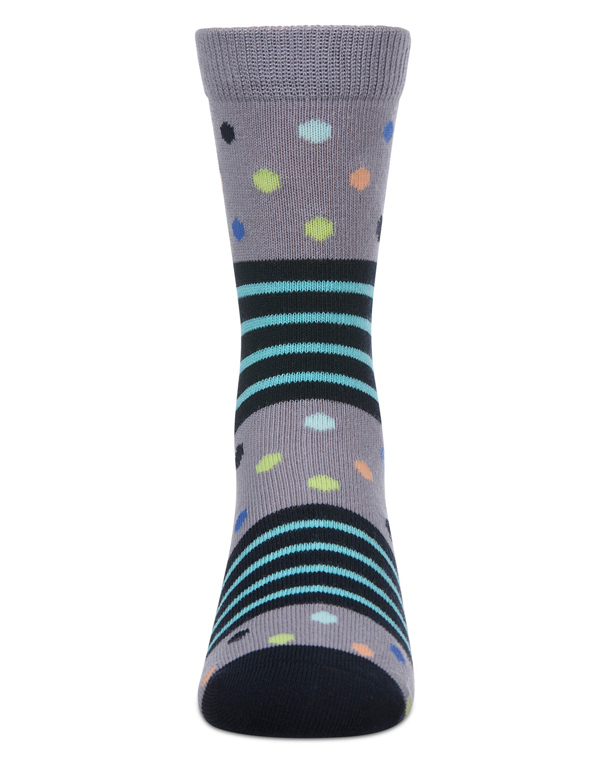 Stripe Dot Combo Boys Cotton Blend Crew Sock