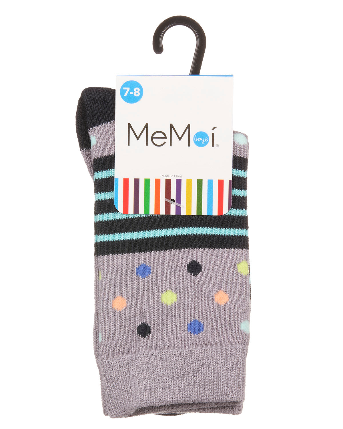 Stripe Dot Combo Boys Cotton Blend Crew Sock
