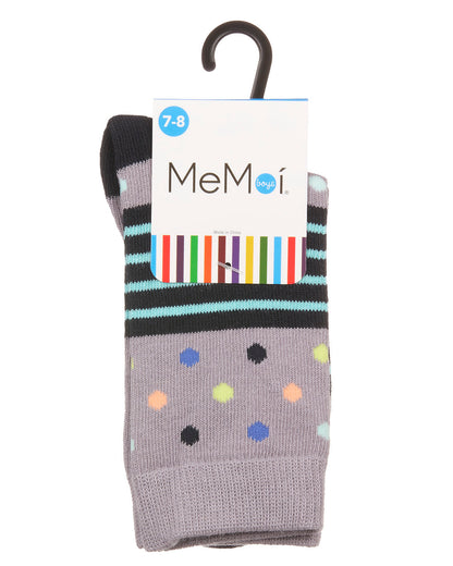 Stripe Dot Combo Boys Cotton Blend Crew Sock