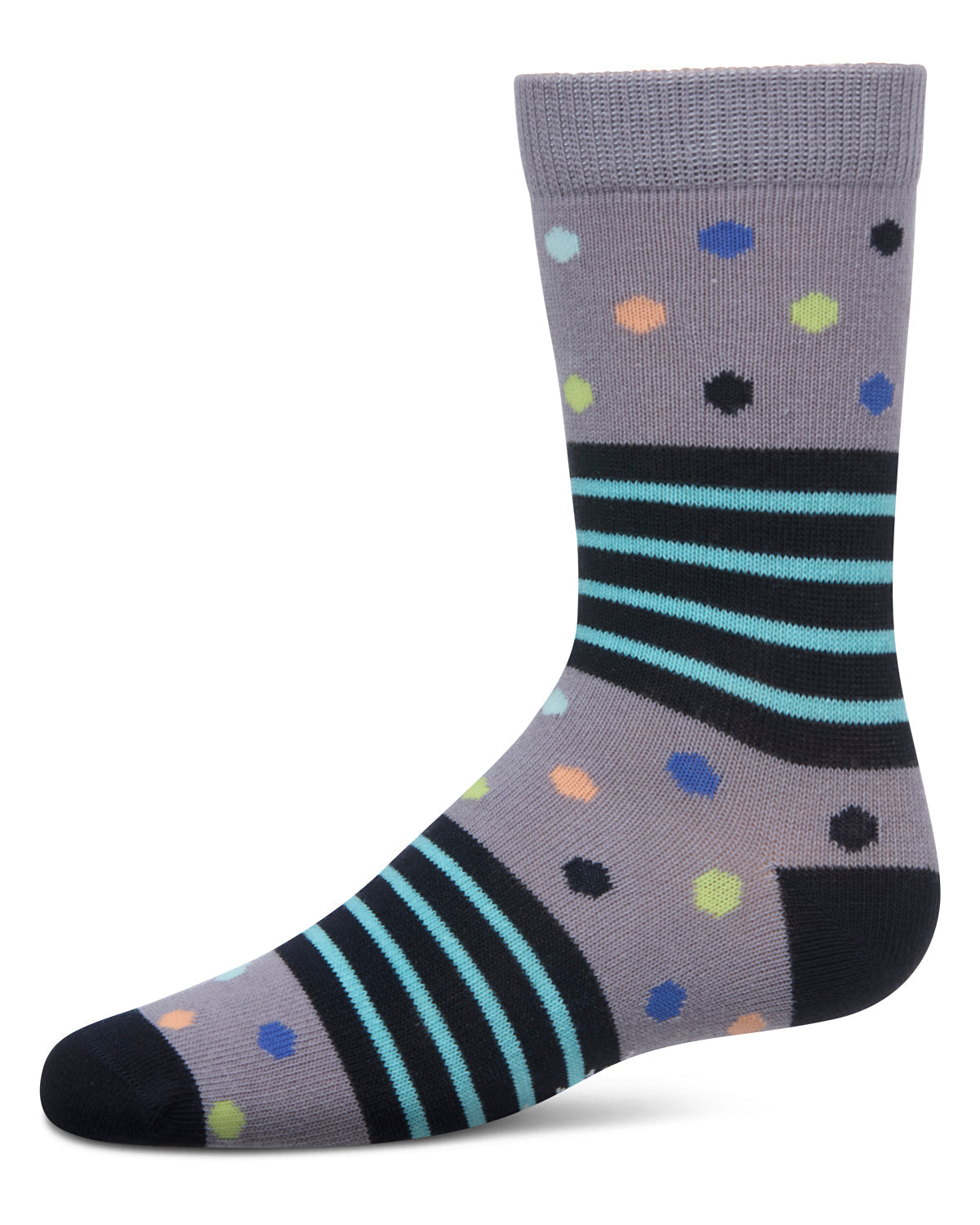 Stripe Dot Combo Boys Cotton Blend Crew Sock