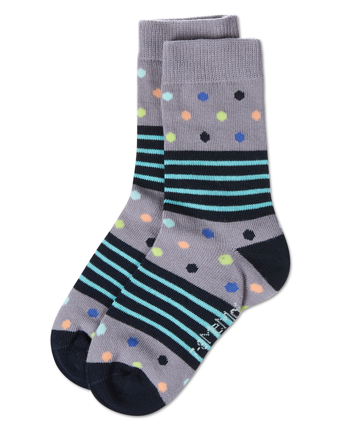 Stripe Dot Combo Boys Cotton Blend Crew Sock