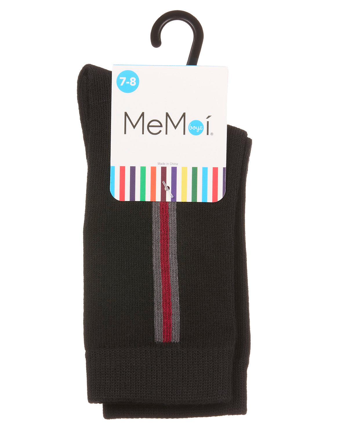 Boys Side-Stripe Cotton-Rich Fine-Gauge Crew Sock