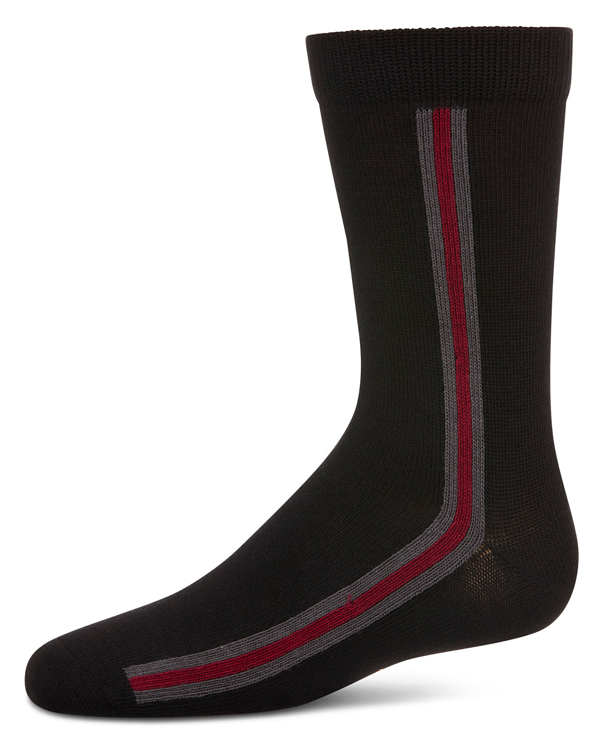 Boys Side-Stripe Cotton-Rich Fine-Gauge Crew Sock