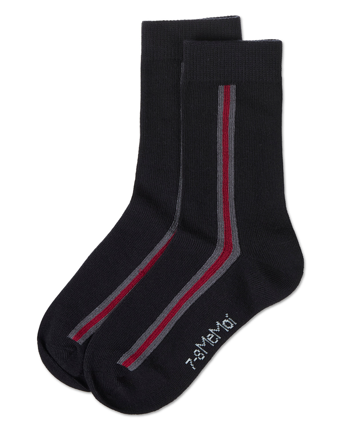 Boys Side-Stripe Cotton-Rich Fine-Gauge Crew Sock