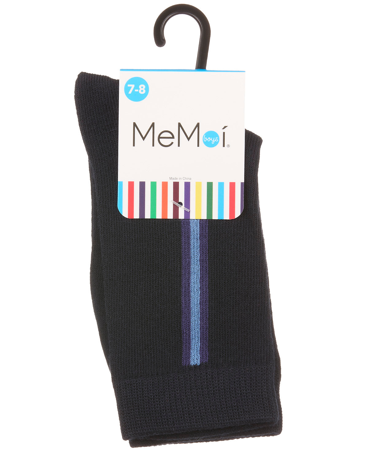 Boys Side-Stripe Cotton-Rich Fine-Gauge Crew Sock