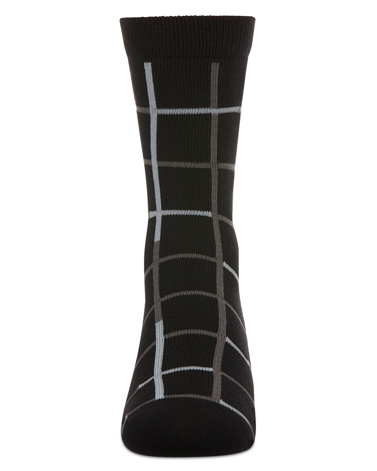 Boys Windowpane Plaid Cotton-Rich Fine-Gauge Crew Sock
