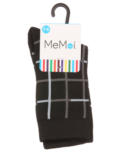 Boys Windowpane Plaid Cotton-Rich Fine-Gauge Crew Sock