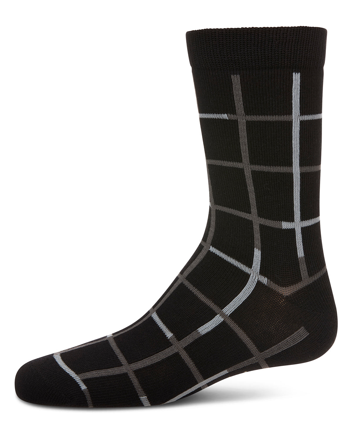 Boys Windowpane Plaid Cotton-Rich Fine-Gauge Crew Sock